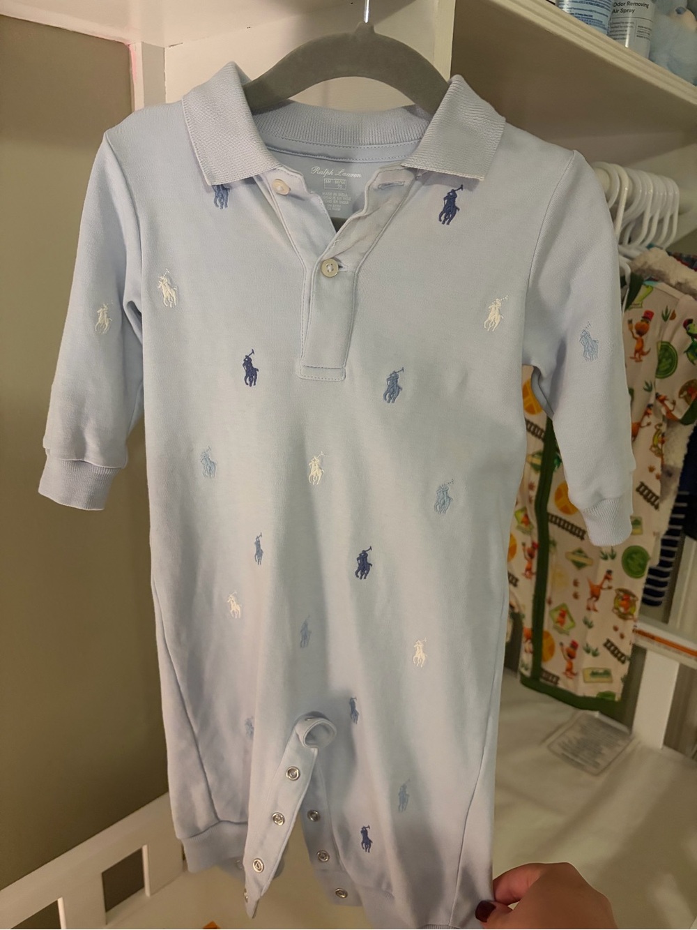 Polo Ralph Lauren Light Blue Long sleeve romper One-Piece size 6 months